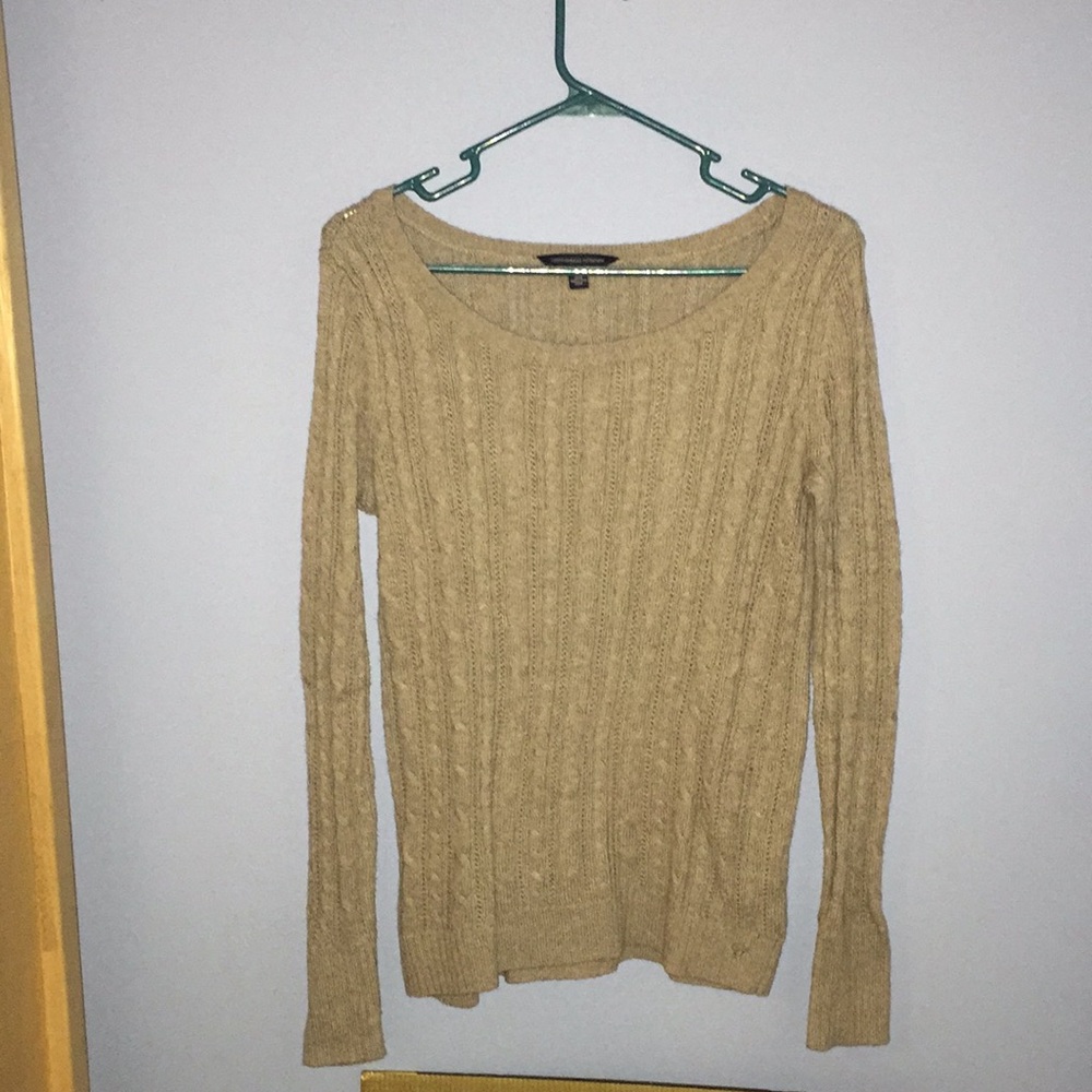 tan American Eagle scoop neck sweater